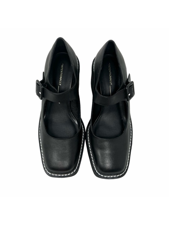 Intentionally Blank Categorial Mary Janes Size 6 Black Leather Square Toe NEW - Picture 5 of 13